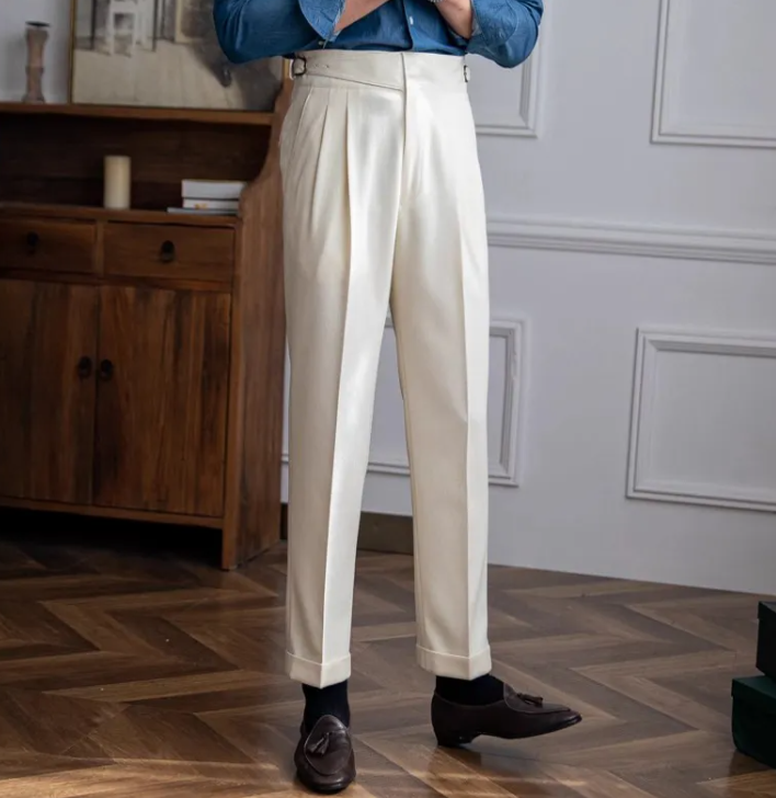 Men's High-Waist Retro Trousers