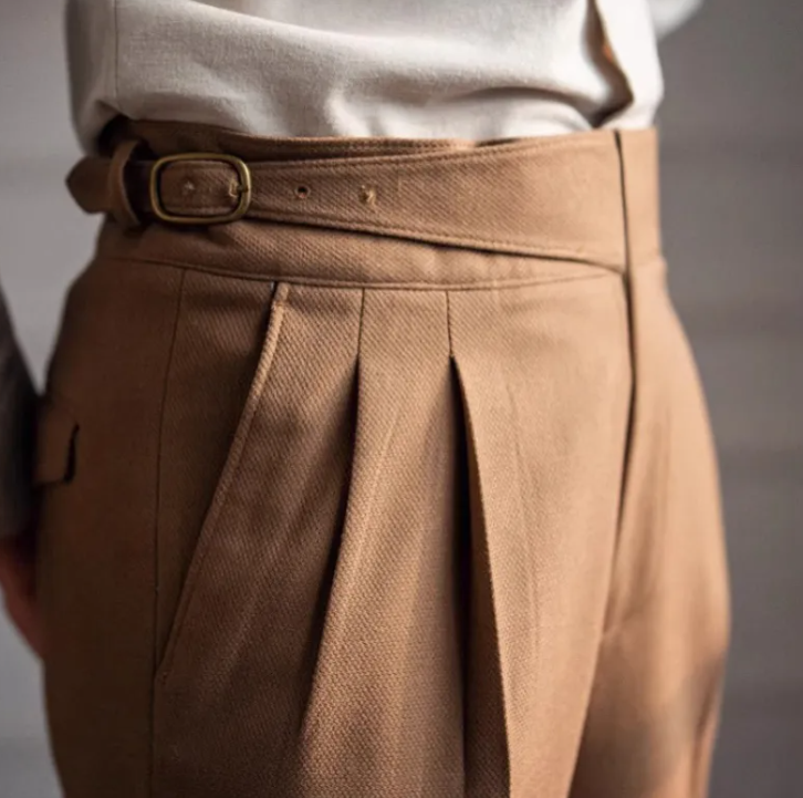 Men's High-Waist Retro Trousers