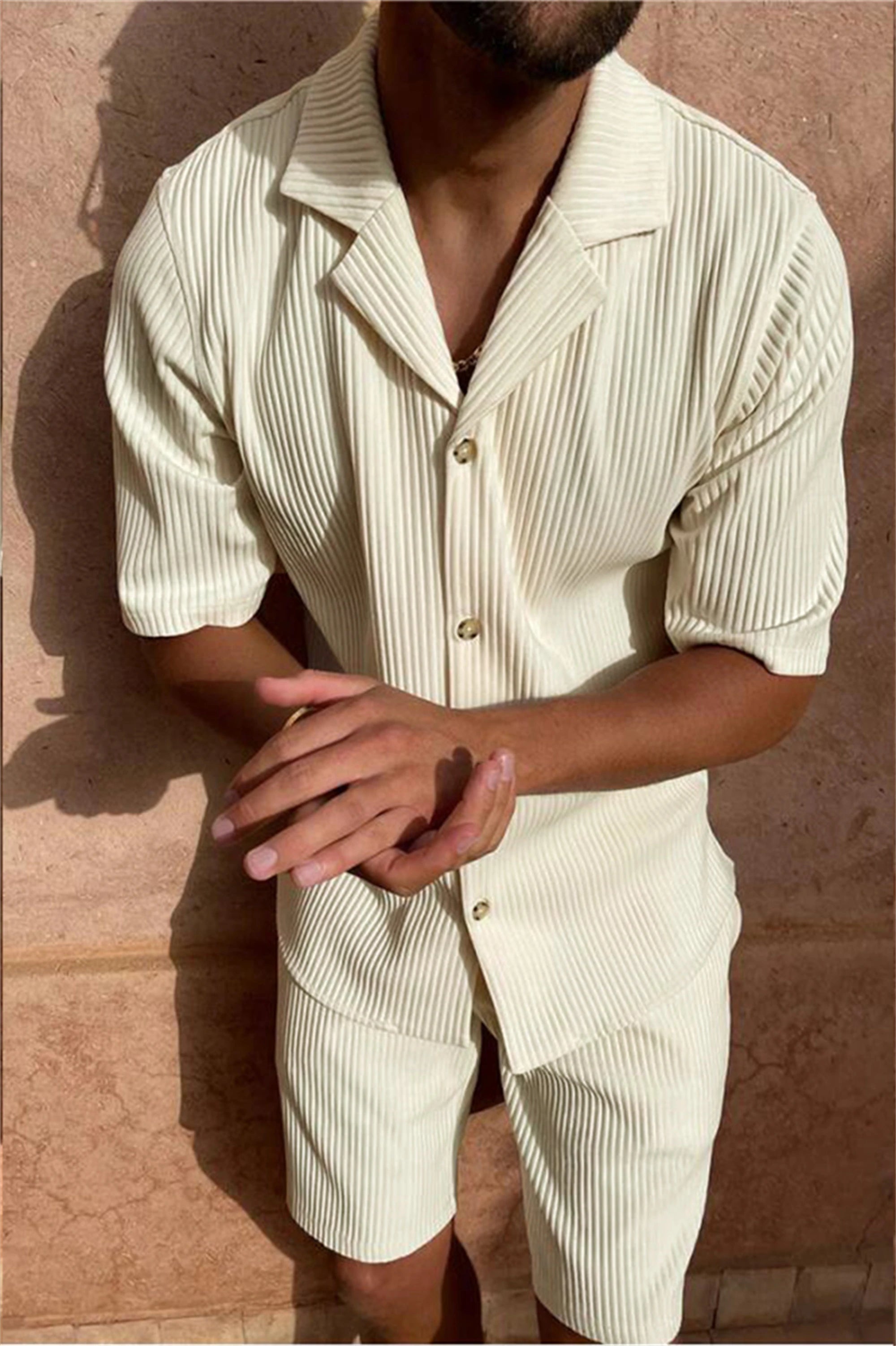 Corduroy short sleeve shirt