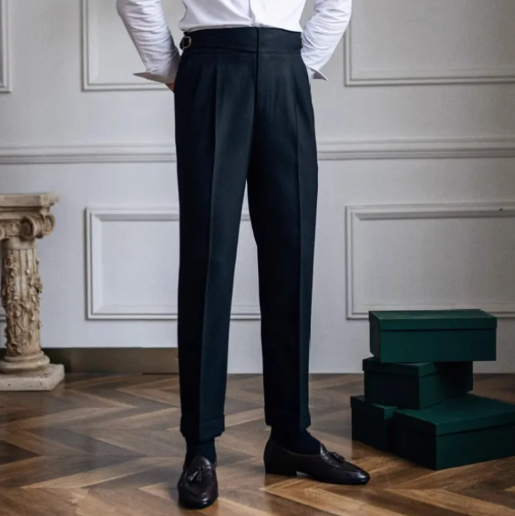 Men's High-Waist Retro Trousers