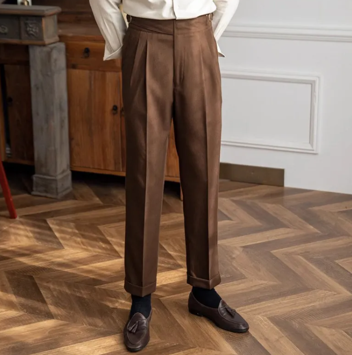 Men's High-Waist Retro Trousers